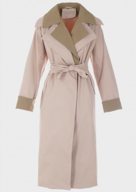 Γυναικεία maxi καπαρντίνα διπλός γιακάς. ΜΠΕΖ