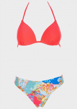 gsecret - Set bikini τριγωνάκι push up slip all print. Kαλύπτει B Cup ΚΟΡΑΛΙ