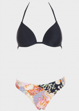 gsecret - Bikini τριγωνάκι push up slip all print. Kαλύπτει B Cup ΜΑΥΡΟ