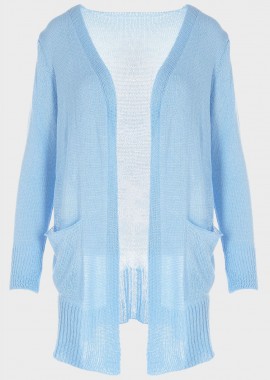 Ζακέτα γυναικεία μονόχρωμη με τσέπες ΣΙΕΛ