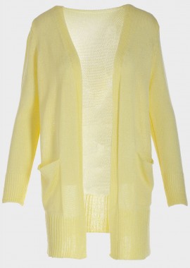 Ζακέτα γυναικεία μονόχρωμη με τσέπες ΚΙΤΡΙΝΟ