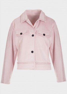 Jacket γυναικείο σαμουά με κουμπιά ΡΟΖ