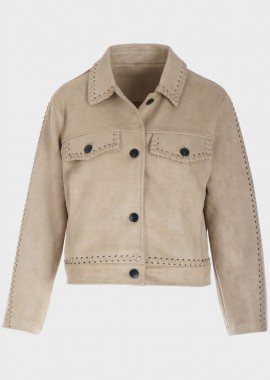 Σαμουά jacket μονόχρωμο με κουμπιά SAND