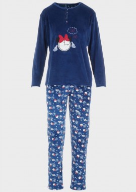 Γυναικεία πιτζάμα Minnie all print παντελόνι. ΜΠΛΕ
