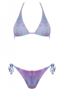 Γυναικείο set bikini τρίγωνο αποσπώμενη ενίσχυση tie dye Slip brazil. Καλύπτει B cup. ΜΩΒ