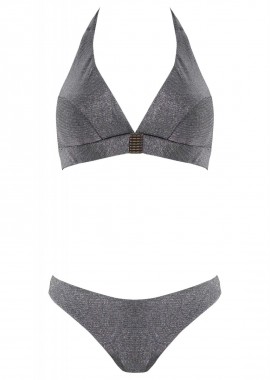 gsecret - Σέτ μαγιό φαρδύ τρίγωνο ελαφριά ενίσχυση bikini κανονική γραμμή. Καλύπτει B & C Cup ΓΚΡΙ