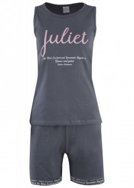 Fawn - Γυναικείο baby-doll Fawn στάμπα Juliet αμάνικο. ΓΚΡΙ