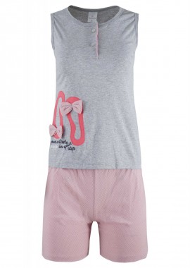 Fawn - Γυναικείο baby-doll Fawn αμάνικο με πατιλέτα. ΓΚΡΙ