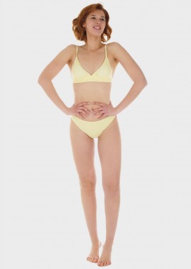 gsecret - Γυναικείο σετ μαγιό bikini μονόχρωμο αποσπώμενη επένδυση slip κανονική γραμμή.Καλύπτει B Cup ΚΙΤΡΙΝΟ