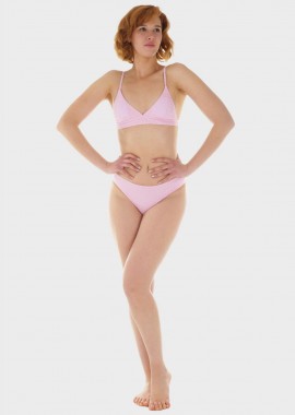 gsecret - Γυναικείο σετ μαγιό bikini μονόχρωμο αποσπώμενη επένδυση slip κανονική γραμμή.Καλύπτει B Cup ΡΟΖ