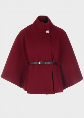 Γυναικεία κάπα μονόχρωμη με ζώνη. ΜΠΟΡΝΤΩ