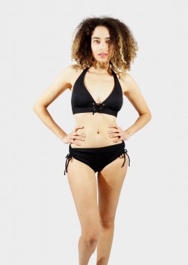 gsecret - Γυναικείο set bikini αποσπώμενη ενίσχυση διακοσμητικά τρούκς bikini κανονική γραμμή B-C Cup ΜΑΥΡΟ