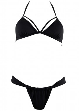 Σέτ μαγιό τρίγωνο αποσπώμενη ενίσχυση bikini brazil. Καλύπτει B cup ΜΑΥΡΟ