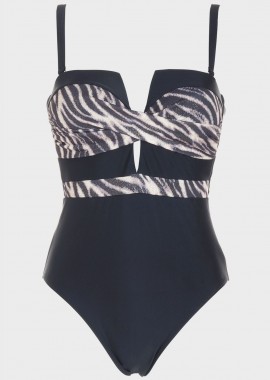 Ολόσωμο μαγιο strapless με animal print μπούστο. Καλύπτει B Cup ANIMAL