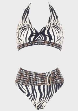 gsecret - Σετ bikini τρίγωνο δετό animal print. Καλύπτει C Cup. ANIMAL