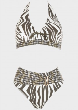 gsecret - Βikini τριγωνάκι animal print με ψηλόμεσο slip. Καλύπτει C Cup ANIMAL