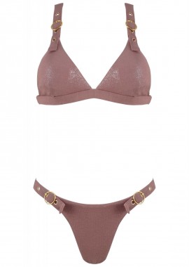 Σέτ μαγιό τρίγωνο αποσπώμενη ενίσχυση bikini παρτό. Καλύπτει B Cup. ΡΟΖ