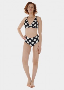 gsecret - Γυναικείο σετ μαγιό bikini αποσπώμενη επένδυση all print pois slip ψηλόμεσο.Καλύπτει C-D CUP ΜΑΥΡΟ