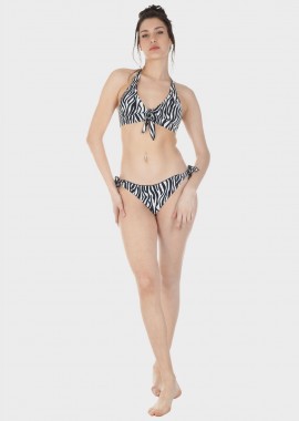 gsecret - Γυναικείο σετ bikini all print bra αποσπώμενη επένδυση slip δετό κανονική γραμμή.Καλύπτει B-C CUP ΜΑΥΡΟ