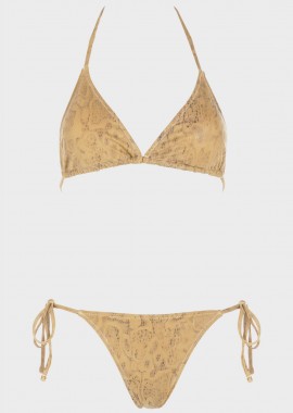 gsecret - Bikini τριγωνάκι print όψη slip παρτό πλαϊνά κορδονάκια.Καλύπτει B Cup ΜΠΕΖ