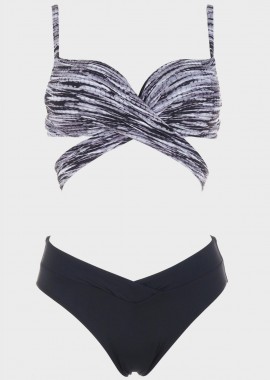 gsecret - Γυναικείο σετ bikini extra push up μονόχρωμο slip κανονική γραμμή.Καλύπτει B Cup ΓΚΡΙ