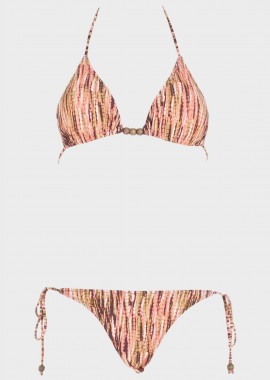 gsecret - Bikini τριγωνάκι all print με αποσπώμενη επένδυση. Καλύπτει B Cup. ΡΟΖ