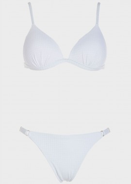 Bikini push up μονόχρωμο slip πλαϊνά ρυθμιζόμενα. Καλύπτει B Cup ΛΕΥΚΟ