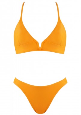 Γυναικείο set bikini bandeau αποσπώμενη ενίσχυση σλιπ παρτό ψηλόμεσο. Καλύπτει B Cup COPPER