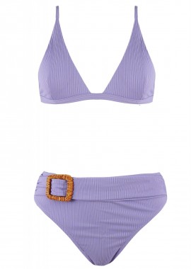 Γυναικείο set μαγιο bikini ψηλόμεσο bra τρίγωνο αποσπώμενη ενίσχυση. Καλύπτει B Cup ΜΩΒ