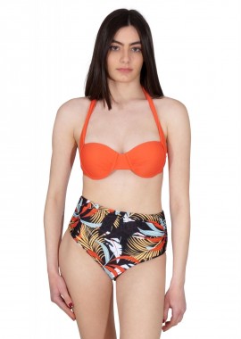 gsecret - Γυναικείο set μαγιό με ελαφριά ενίσχυση bikini ντραπέ ψηλόμεσο. Καλύπτει B Cup. Swimwear Collection. ΚΟΡΑΛΙ