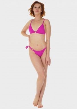 gsecret - Γυναικείο σετ μαγιό bikini τριγωνάκι μονόχρωμο αποσπώμενη επένδυση slip brazil δετό.Καλύπτει B CUP ΦΟΥΞΙΑ