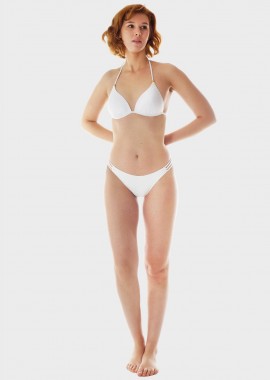 gsecret - Γυναικείο set μαγιό bikini μονόχρωμο strass ενσωματωμένη ενίσχυση slip brazil.Καλυπτει B CUP ΛΕΥΚΟ