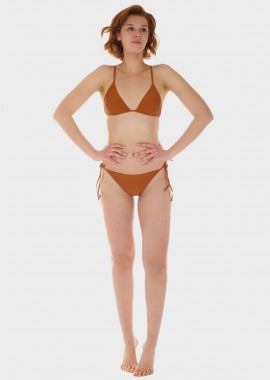 gsecret - Γυναικείο σετ μαγιό bikini μονόχρωμο αποσπώμενη επένδυση slip κανονική γραμμή & παρεό. Καλύπτει B Cup. COPPER