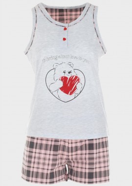 Γυναικείο baby doll all print καρό σόρτς.Homewear Collection ΓΚΡΙ