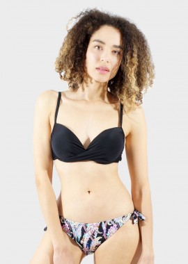 Γυναικείο set bikini αποσπώμενη ενίσχυση bikini all print κανονική γραμμή δετό στο πλάϊ. Cup B ΜΑΥΡΟ