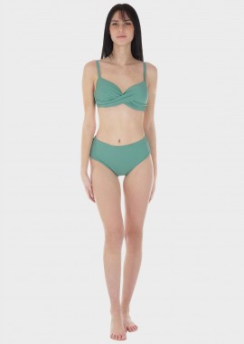 gsecret - Γυναικείο σετ μαγιό bikini μονόχρωμο ενσωματωμένη ενίσχυση slip ψηλόμεσο κανονική γραμμή.Καλύπτει D CUP ΜΕΝΤΑ