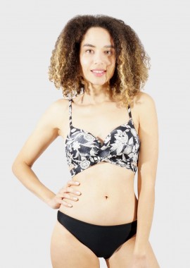 Γυναικείο set μαγιο all print ενσωματωμένη ενίσχυση bikini κανονική γραμμή. Β CUP ΜΑΥΡΟ