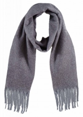 Γυναικείο κασκόλ-εσάρπα μονόχρωμο κρόσσια ΓΚΡΙ