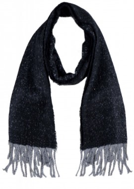 Γυναικείο κασκόλ-εσάρπα μονόχρωμο κρόσσια ΜΑΥΡΟ