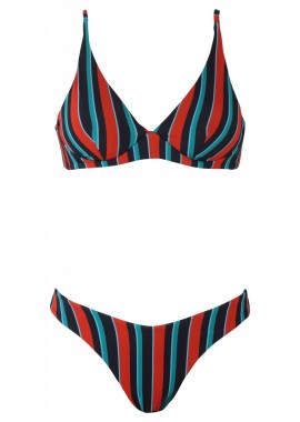 Set μαγιό ριγέ αποσπώμενη ενίσχυση bikini brazilliane.Καλύπτει Β Cup. ΜΑΥΡΟ