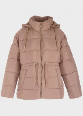 Γυναικείο μπουφάν μονόχρωμο αποσπώμενη κουκούλα εσωτερική φόδρα. SAND