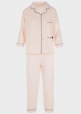 gsecret - Γυναικεία πιτζάμα μακρύ μανίκι logo New.Homewear Collection BABY PINK