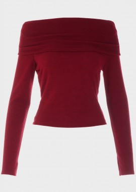 gsecret - Γυναικεία μονόχρωμη μπλούζα off shoulder ΜΠΟΡΝΤΩ