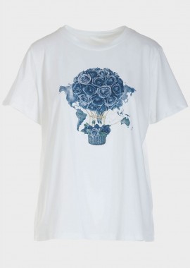 gsecret - Γυναικείο tshirt με λουλούδια. ΛΕΥΚΟ
