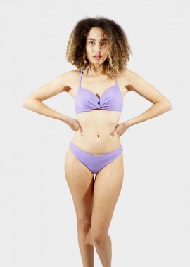 gsecret - Γυναικείο set μαγιο μονόχρωμο bikini παρτό bra ενσωματωμένη ενίσχυση κούμπωμα πλάτης .Cup B ΛΙΛΑ