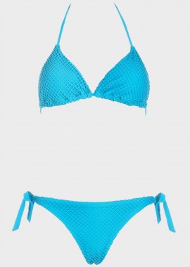 gsecret - Bikini τριγωνάκι μονόχρωμο με ελαστικό δίχτυ. Καλύπτει B Cup ΜΠΛΕ