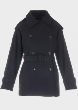 Γυναικεία καπαρντίνα μονόχρωμη ΜΑΥΡΟ