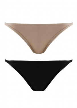 gsecret - Γυναικείο σλίπ cotton.Best buy 2pack ΜΠΕΖ ΜΑΥΡΟ