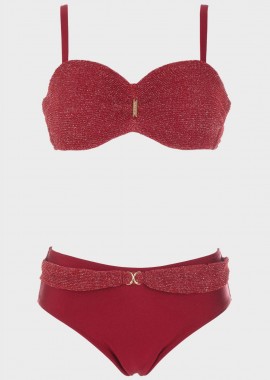 Bikini μονόχρωμο λούρεξ.Καλύπτει C Cup ΜΠΟΡΝΤΩ