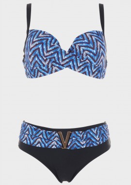 Bikini all print μεταλλικές λεπτομέρειες.Kαλύπτει C-D Cup ΜΠΛΕ